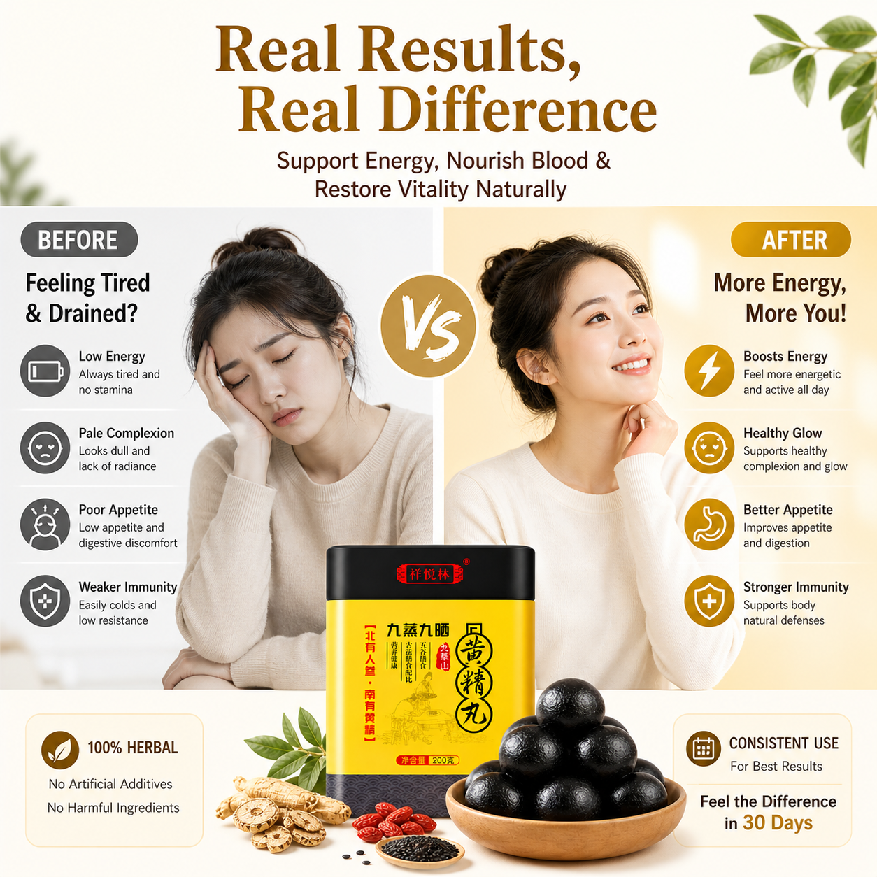 Black Sesame Herbal Balls